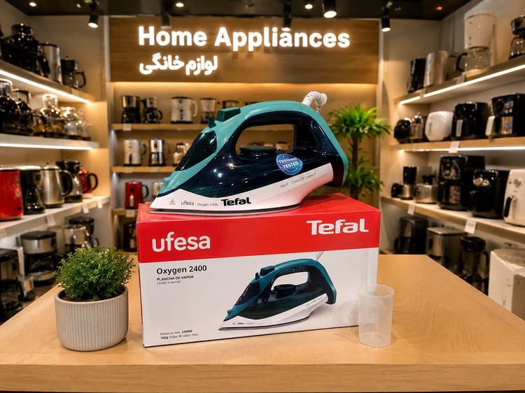 اتو بخار تفال مدل 2400 Oxygen(کیفیت بسیارمطلوب)(قابل استفاده برای انواع لباس و رگالTefal