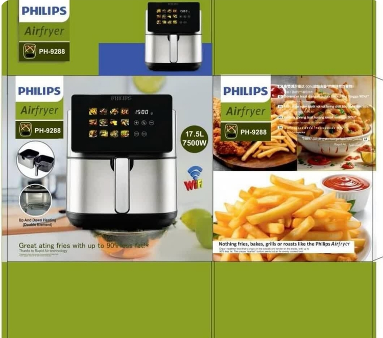 سرخکن بدون روغن فیلیپس 17.5لیتری دو المنت 7500 وات مدلPH9288