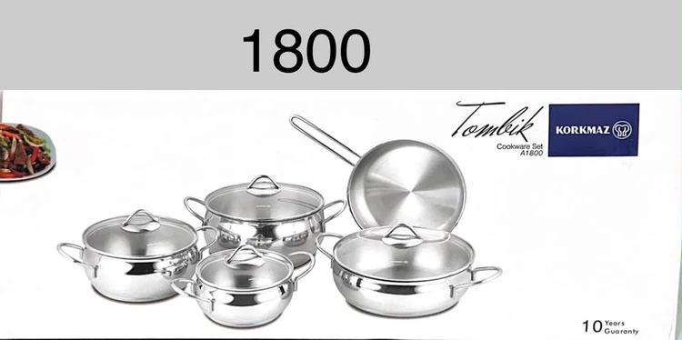 سرویس قابلمه ۹ پارچه کرکماز اصلی مدل Astra A1800 تومبیک | استیل ضدزنگ ۱۸/۱۰