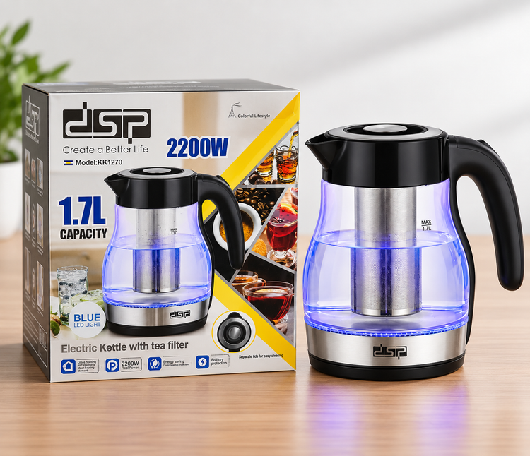 کتری برقی DSP مدل KK1270 ظرفیت ۱.۷ لیتر با توان ۲۲۰۰ وات و صافی چای