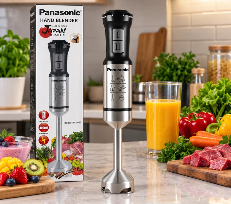 گوشت‌کوب برقی پاناسونیک مدل PN-2025 با تیغه استیل ضدزنگ و دو سرعت